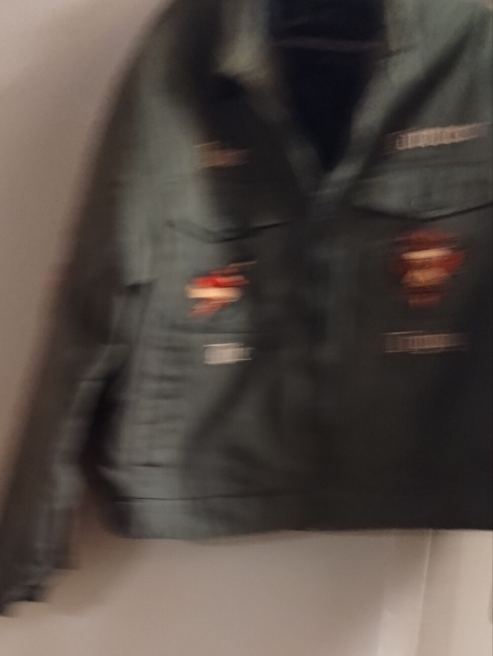 Men's Military Green Embroidered Cotton Jacket - Live Forever Design - Picture 3 of 6